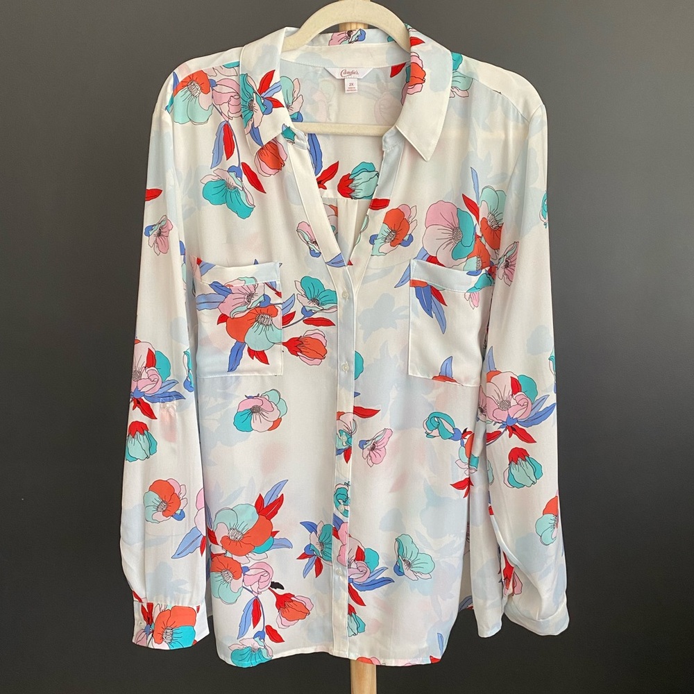 Candies Floral Print Blouse - Picture 2 of 11